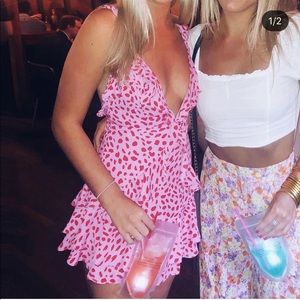 pink ruffle mini dress